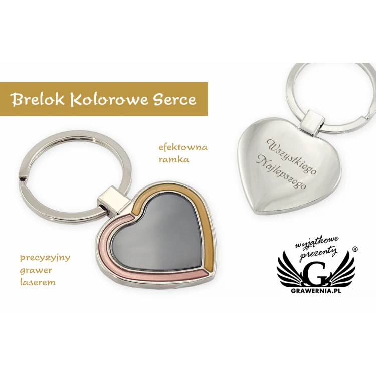 BRELOK KOLOROWE SERCE - z Twoim grawerem - walentynki BP50