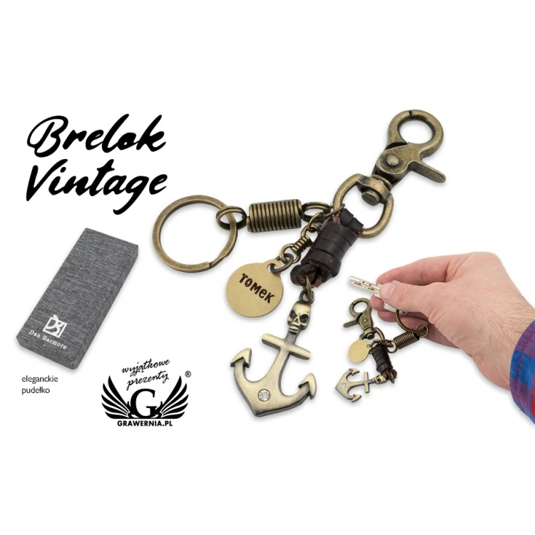 Brelok Kotwica Vintage - z Twoim grawerem - BP108