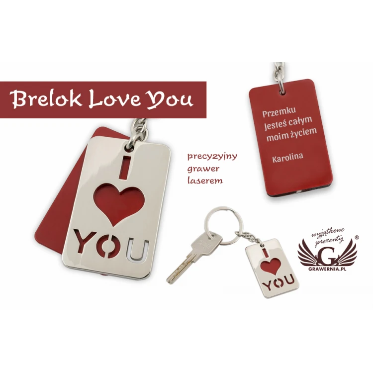 BRELOK I LOVE YOU z Twoim grawerem - BP63