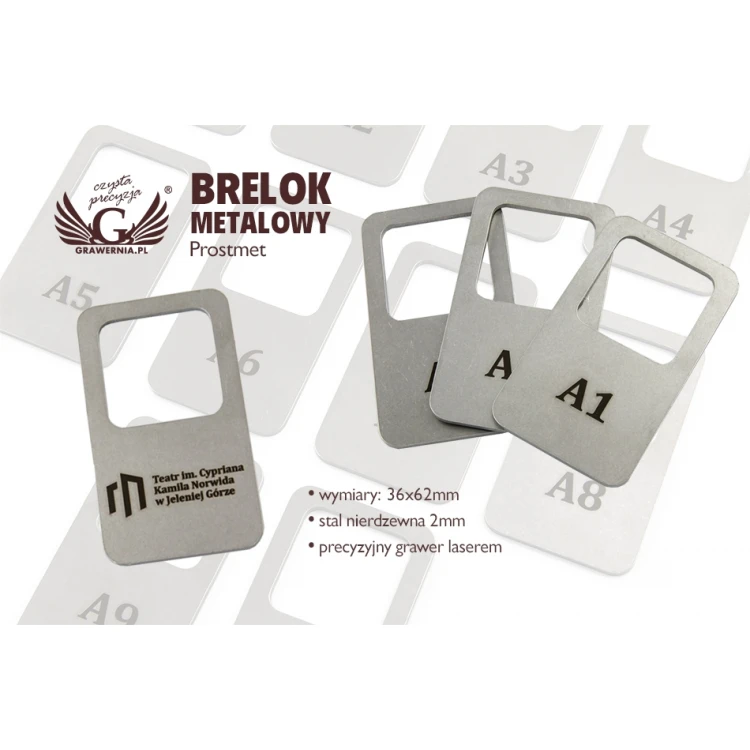 Brelok metalowy - PROSTMET- stal gr. 2mm wym: 36x62mm - BM027 