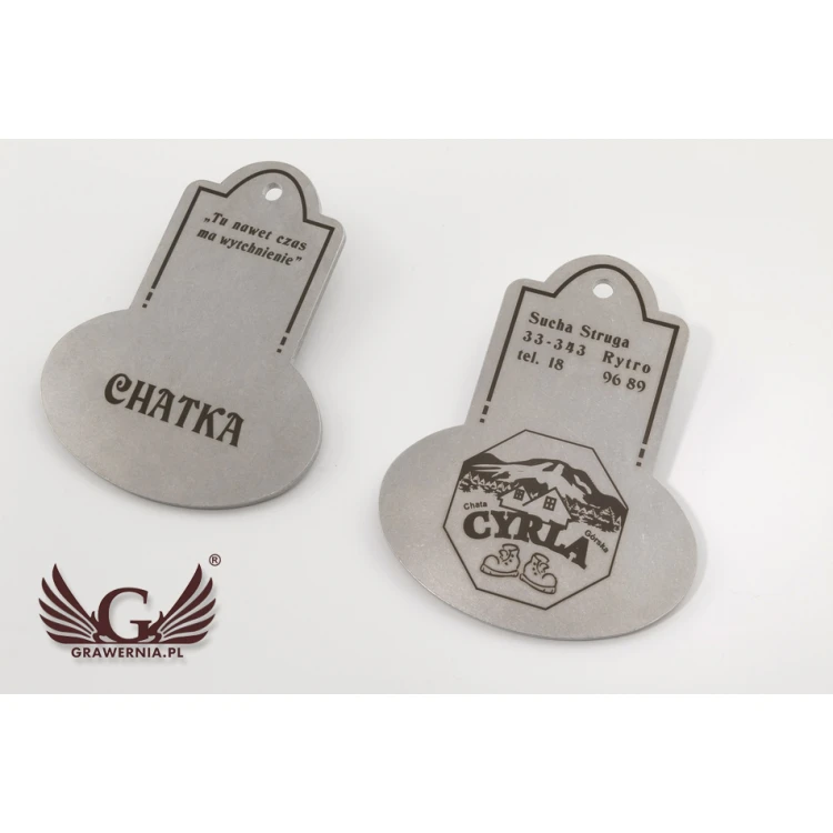Brelok metalowy - RETROMET - stal gr. 3mm wym: 95x76mm - BM026 