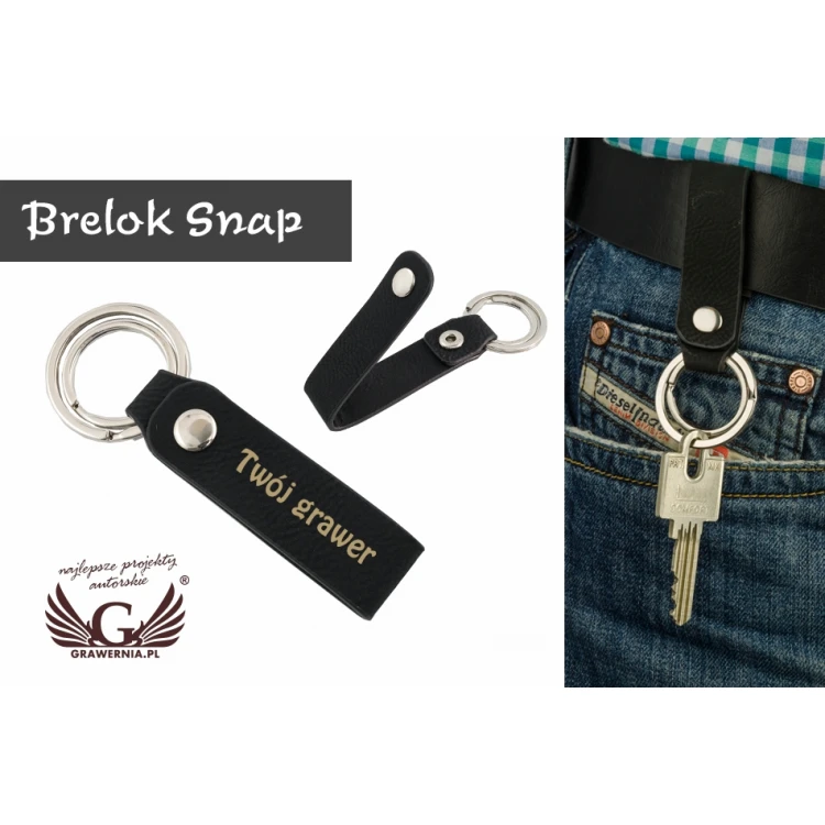 BRELOK SNAP - czarny - z Twoim grawerem - BP78