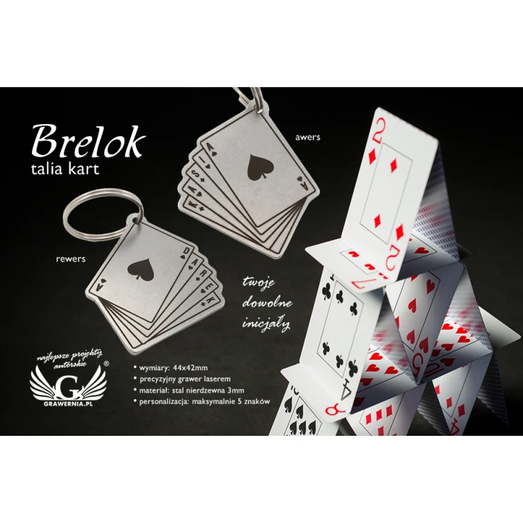 Brelok stalowy talia kart - grawerowany laserem - stal gr. 3mm - BM025