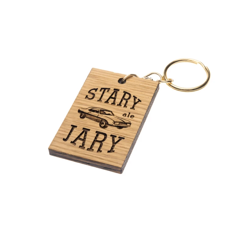 Brelok Stary ale jary - lite drewno dąb - dowolny grawer - BP155