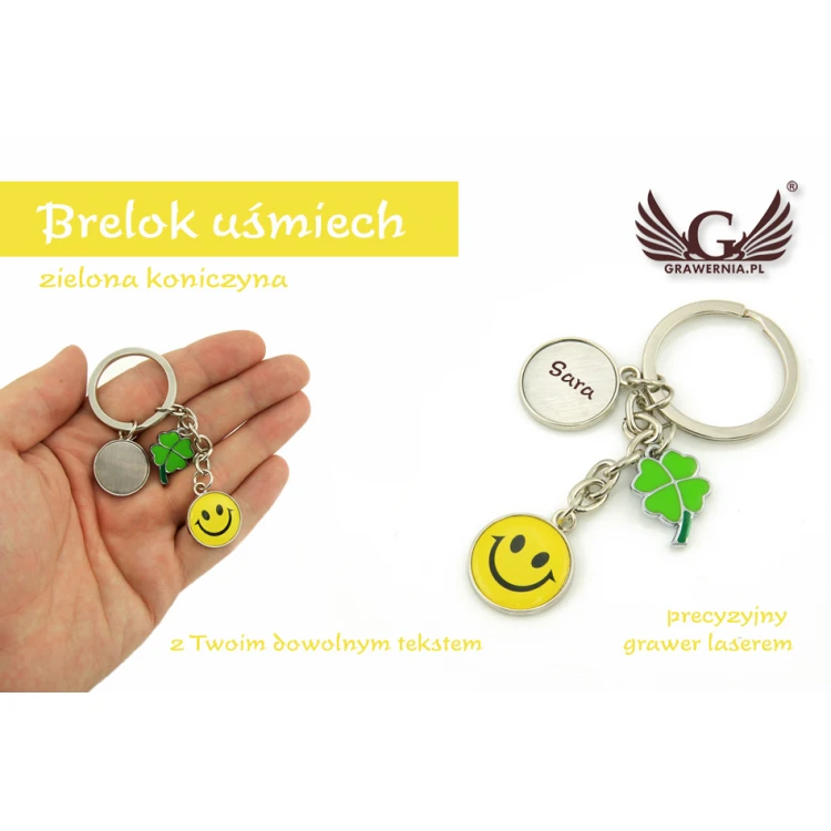 BRELOK UŚMIECH ZIELONA KONICZYNA - z Twoim grawerem - BP22