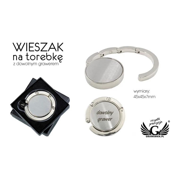 BRELOK WIESZAK NA TOREBKĘ - metalowy z dowolnym grawerem