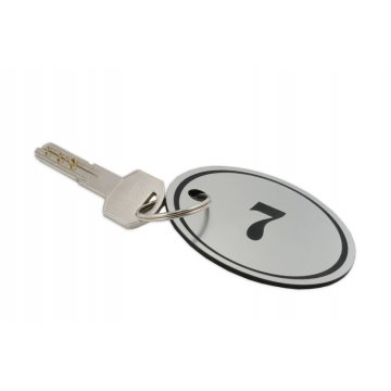 Brelok z laminatu grawerskiego - OWAL - SATYNOWO-SREBRNY