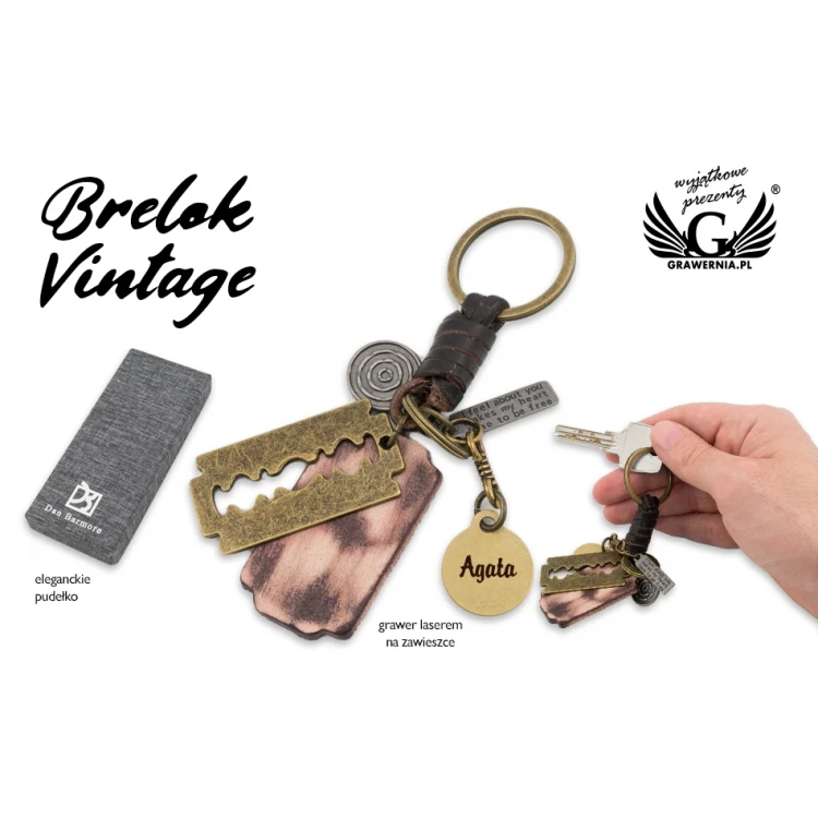 Brelok Żyletka Vintage - z Twoim grawerem - BP110