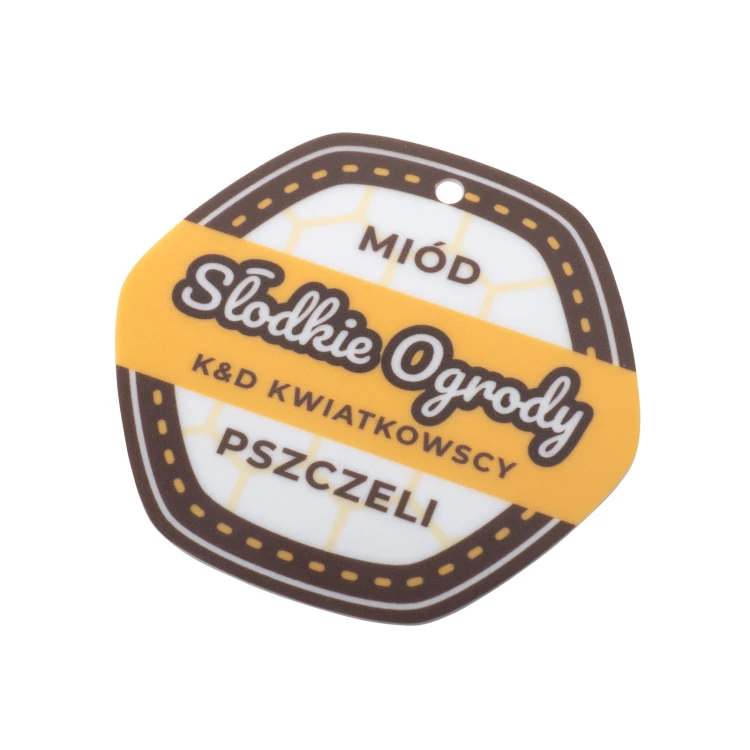 Breloki, zawieszki, metki reklamowe z dowolnym nadrukiem - tworzywo HIPS 1mm - wym. 50x47mm - ZAW023