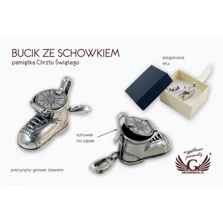 Bucik ze schowkiem - SREBRO - Pamiątka Chrztu Świętego