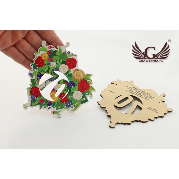 Medal w kształcie bukietu jubileuszowego - kolorowy druk UV - MGR016