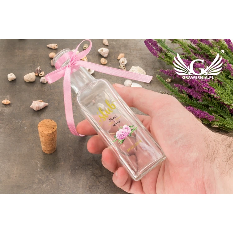 Buteleczka weselna na alkohol - cyfrowy druk UV - pojemność 100ml - BUT007