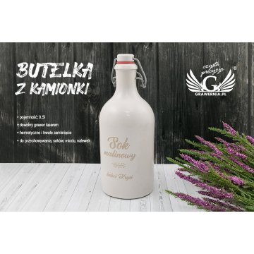 Butelka z kamionki z dowolnym grawerem - pojemność: 0,5l - BUT006