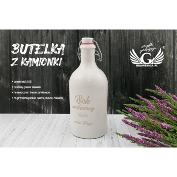 Butelka z kamionki z dowolnym grawerem - pojemność: 0,5l - BUT006