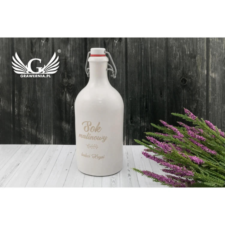 Butelka z kamionki z dowolnym grawerem - pojemność: 0,5l - BUT006