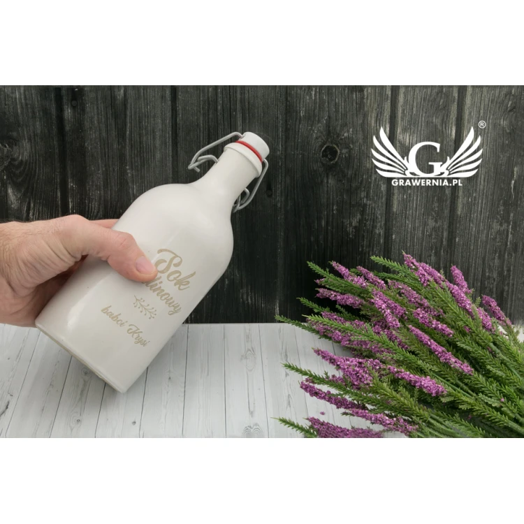 Butelka z kamionki z dowolnym grawerem - pojemność: 0,5l - BUT006