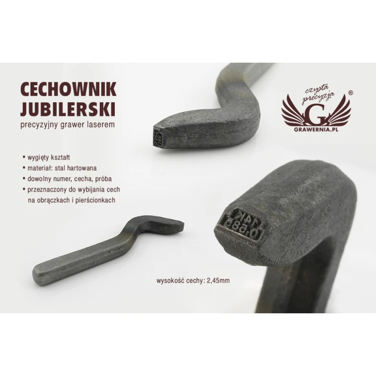 Cechownik jubilerski ze stali hartowanej - wysokość cechy 2,45mm