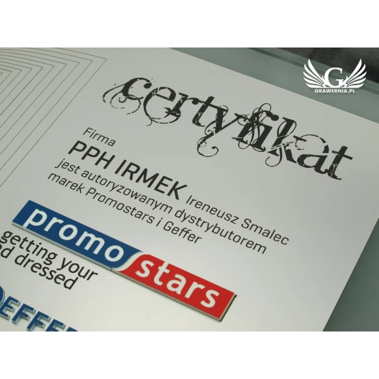 CERTYFIKAT SZKLANY - DSZ038 - poziomy