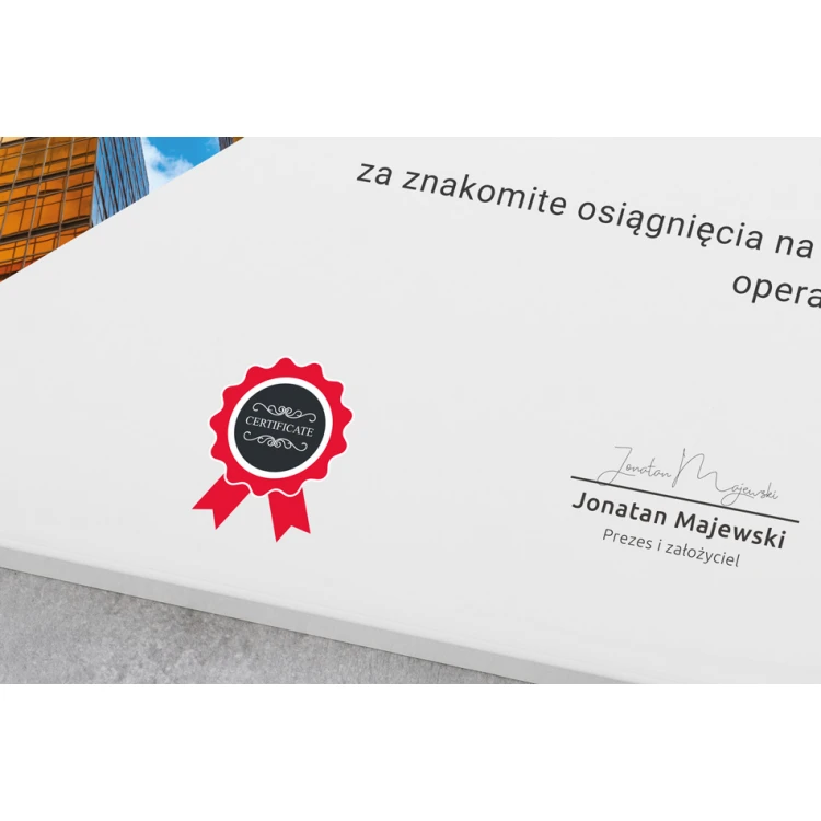 Certyfikat uznania exclusive white glass - wymiary: 400x300mm - DUV066