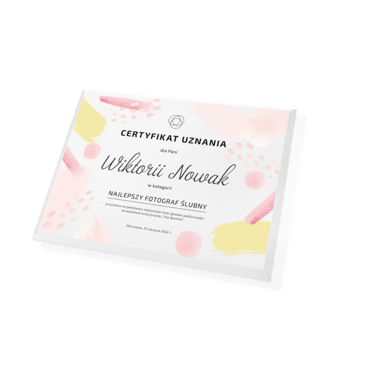 Certyfikat uznania - podkład biały mat z nadrukiem UV - DS042