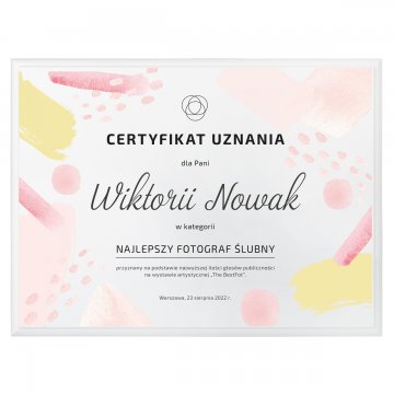 Certyfikat uznania - podkład biały mat z nadrukiem UV - DS042