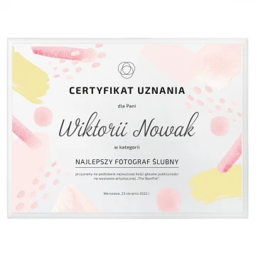 Certyfikat uznania - podkład biały mat z nadrukiem UV - DS042