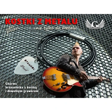 Charms bransoletka z kostką gitarową - super prezent dla gitarzysty i gitarzystki