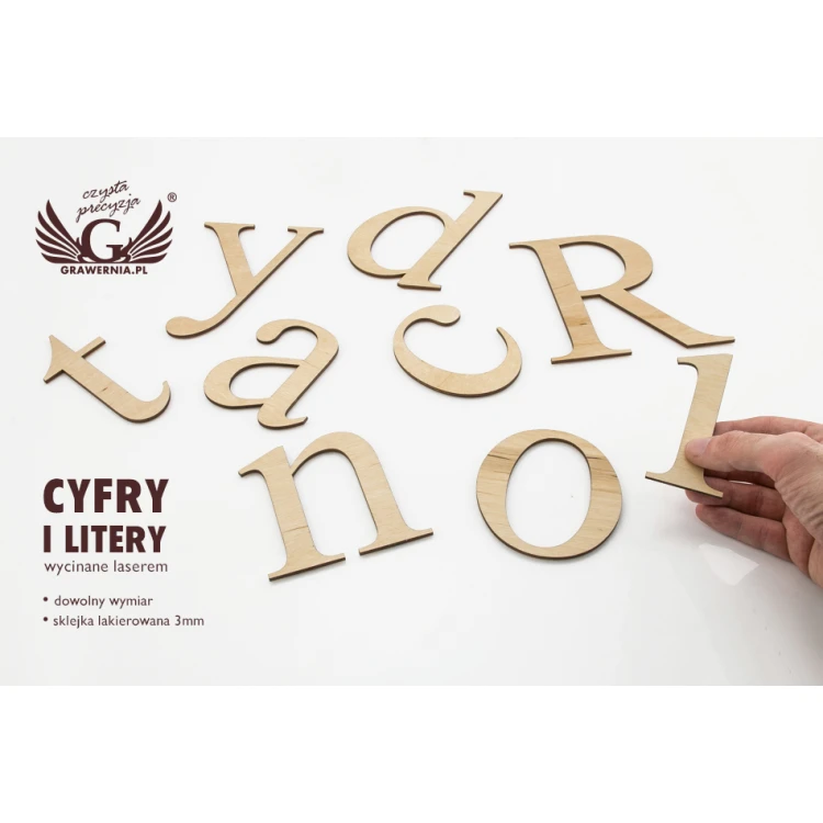 Cyfry i litery wycinane laserem - sklejka 3mm