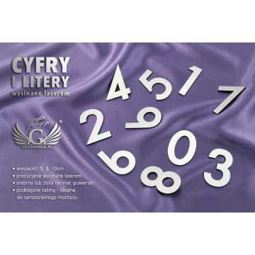 Cyfry i litery wycinane laserem