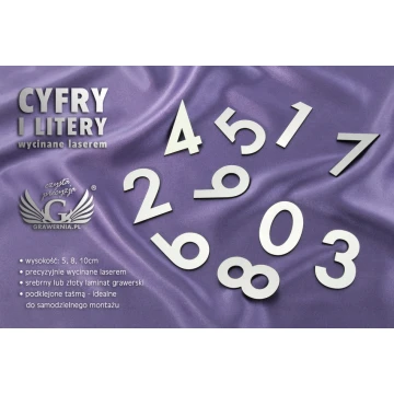 Cyfry i litery wycinane laserem