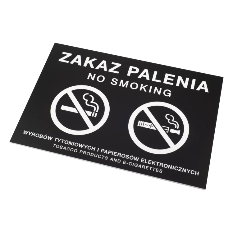 Czarna tabliczka zakaz palenia papierosów - grawer laserem - wym. 160x110mm - Z015