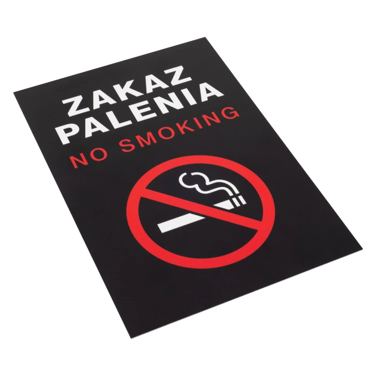 Czarna tabliczka zakaz palenia - nadruk UV - wym. 150x220mm - Z016