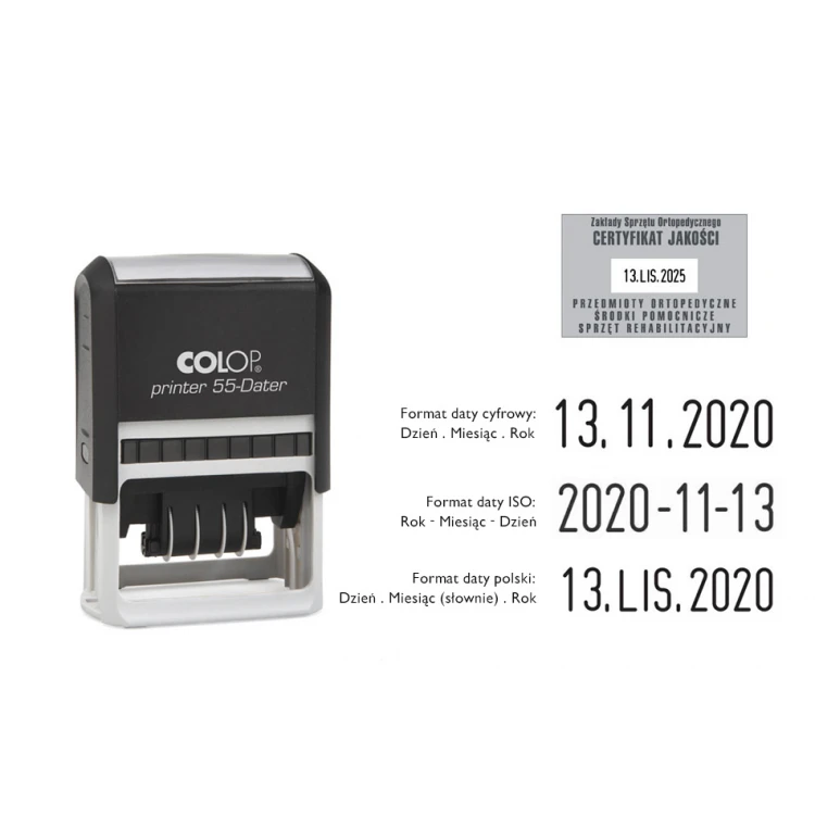 Datownik Colop Printer 55 - wym odbicia: 60x40mm - data cyfrowa, polska lub ISO - COL087