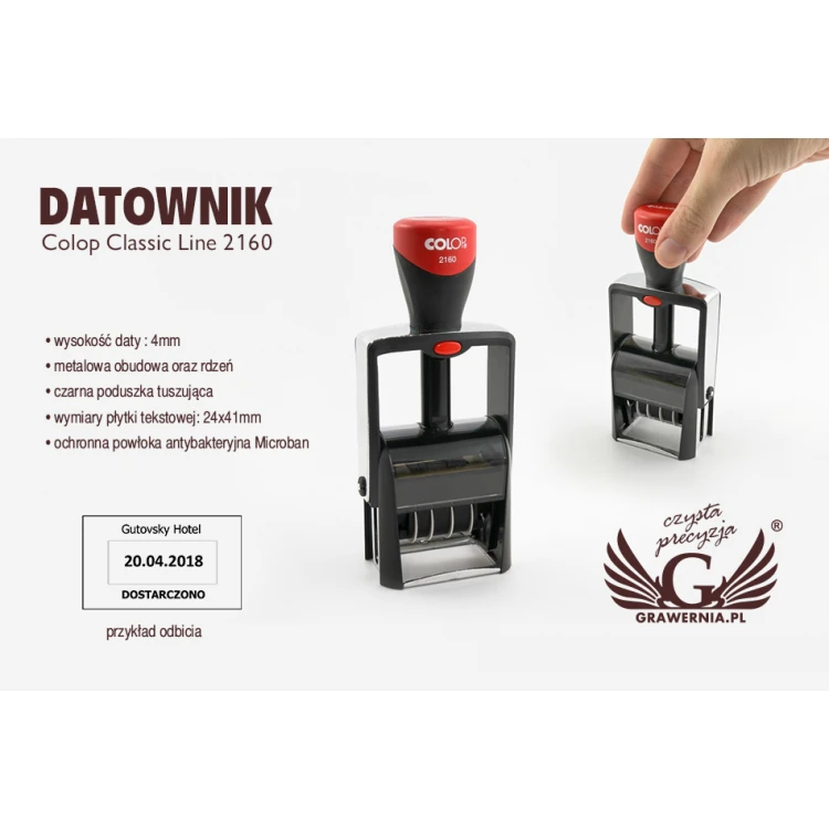 Datownik z pieczątką Colop Classic Line 2160 - wym odbicia: 24x41mm - COL013