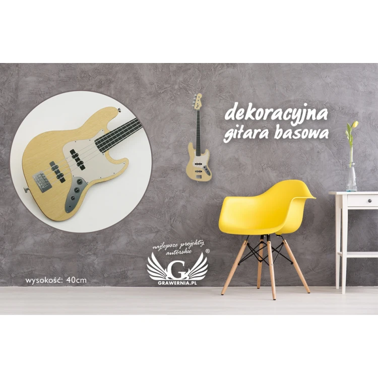 Dekoracyjna gitara basowa - kolorowy druk UV - DEK001