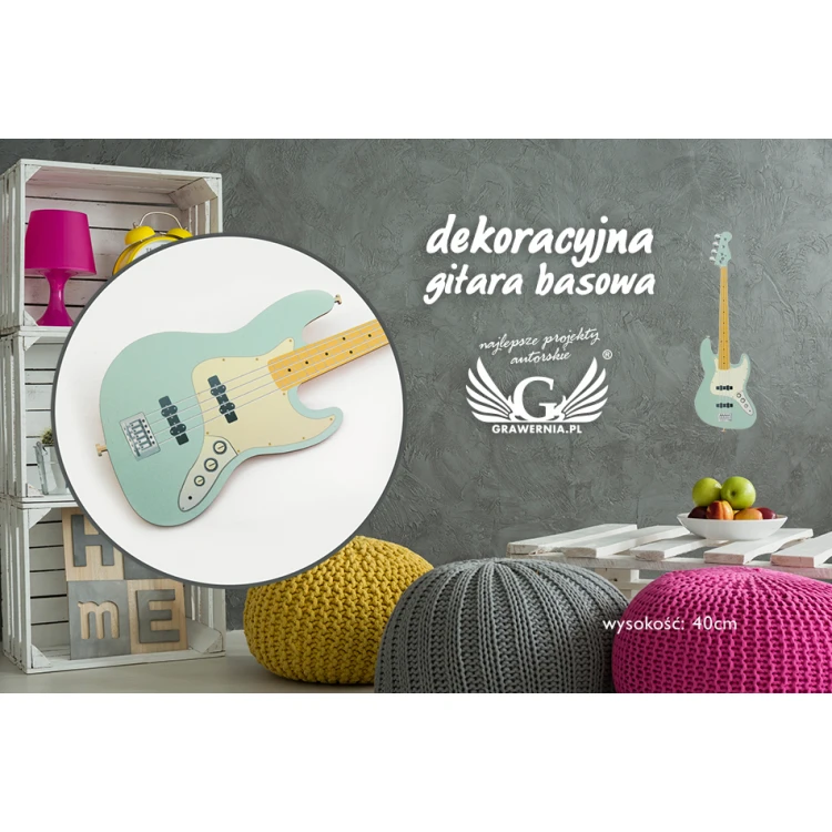 Dekoracyjna gitara basowa - kolorowy druk UV - DEK004