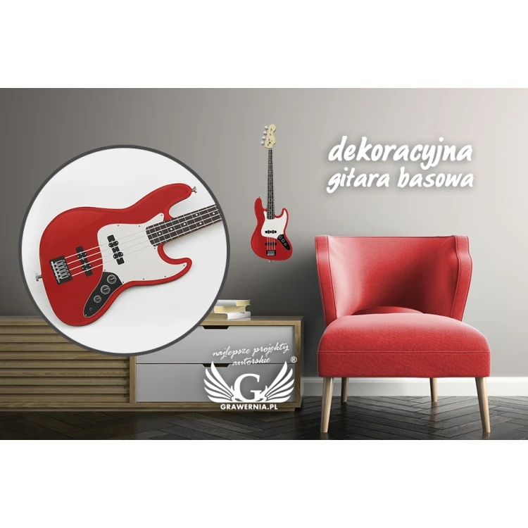 Dekoracyjna gitara basowa - kolorowy druk UV - DEK005