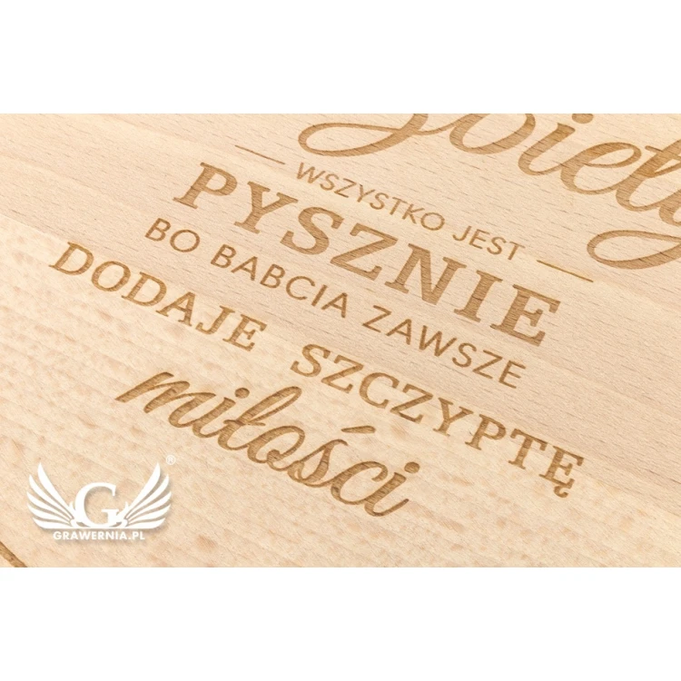 Deska z kloszem grawerowana - duża - smakołyki babci - PAT008