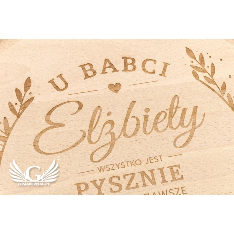 Deska z kloszem grawerowana - duża - smakołyki babci - PAT008