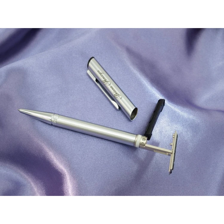 Długopis z pieczątką HERI DIAGONAL srebrny w etui (model 3000) 