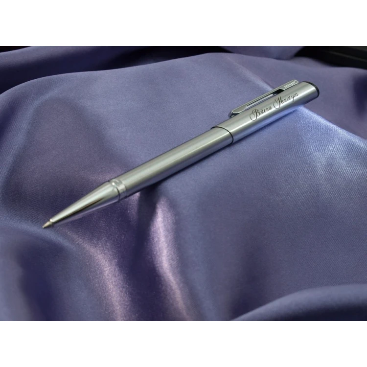 Długopis z pieczątką HERI DIAGONAL srebrny w etui (model 3000) 