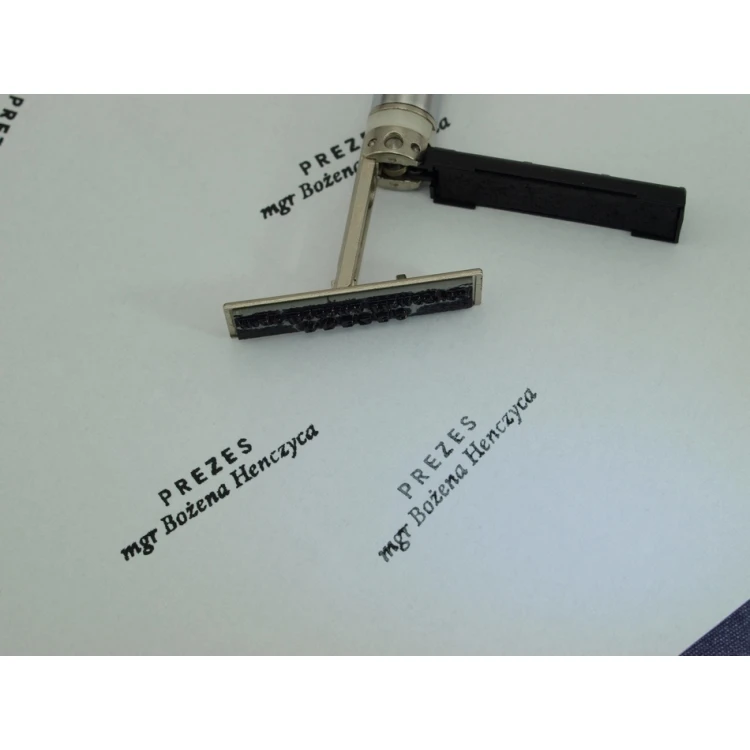 Długopis z pieczątką HERI DIAGONAL srebrny w etui (model 3000) 