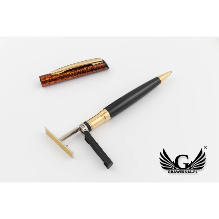 Długopis z pieczątką HERI Color Exclusive 6724 - marmurowy w etui - HER017