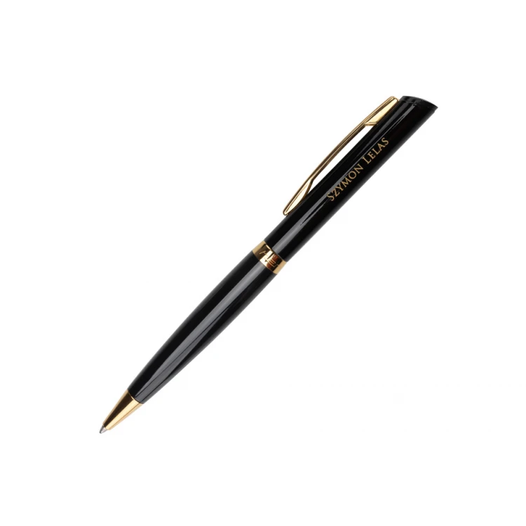 Długopis z pieczątką HERI Color Exclusive 6720 - czarno-złoty w etui - HER016