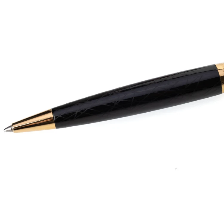 Długopis z pieczątką HERI Color Exclusive 6720 - czarno-złoty w etui - HER016