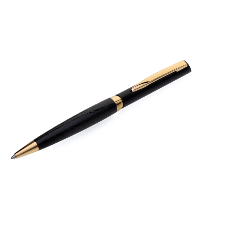 Długopis z pieczątką HERI Color Exclusive 6720 - czarno-złoty w etui - HER016