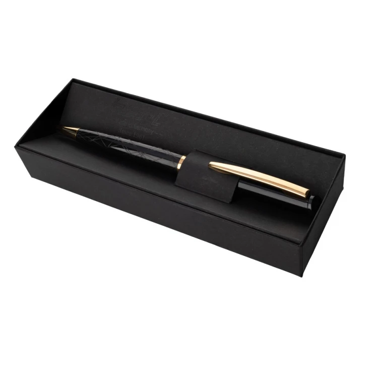 Długopis z pieczątką HERI Color Exclusive 6720 - czarno-złoty w etui - HER016
