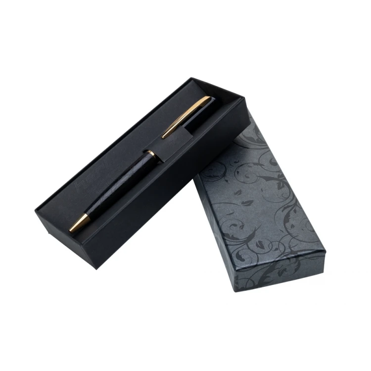 Długopis z pieczątką HERI Color Exclusive 6720 - czarno-złoty w etui - HER016