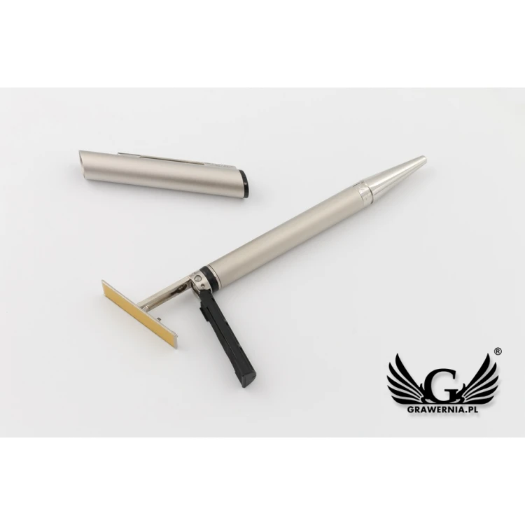 Długopis z pieczątką HERI DIAGONAL 3004 - perłowy w etui - HER013