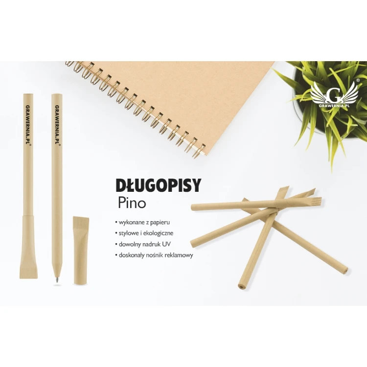 Długopisy papierowe Pino z dowolnym nadrukiem UV - DP021